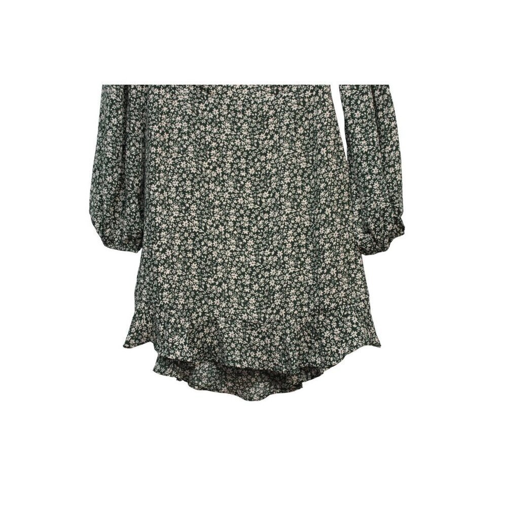 Lulus Mini Dress Size Large Green Floral Ruffle Feminine Dainty Blooming Darling - Picture 6 of 13